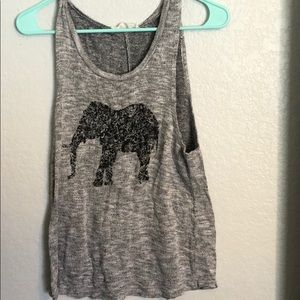 Grey tank top with and elephant